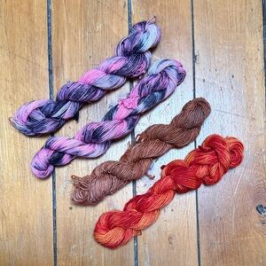 Hand-dyed Yarn Minis Skeins Bundle - Pink, Purple, Brown, Red